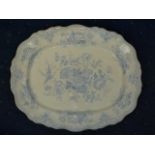 Large blue and white Asiatic Pheasant pattern meat plate
