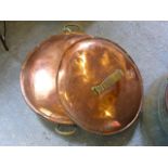 Large copper pan and two lids