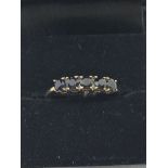 9ct gold sapphire set half eternity ring (sz P)