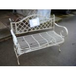 Painted metal strapwork bench