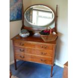 Edwardian mahogany three drawer dressing chest