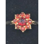 9ct gold garnet cluster ring