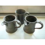 Pewter ale mulling tankards etc