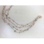 32" Silver and pearl necklace