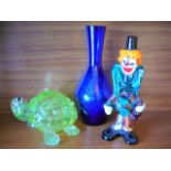 Murano glass clown and tortoise