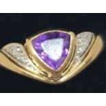 9ct gold amethyst and diamond ring