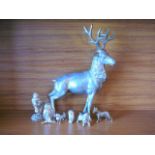 Large silver plated stag etc