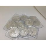 10 x fine silver Britannia coins