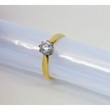 18ct non-hallmarked solitaire diamond ring UK size P