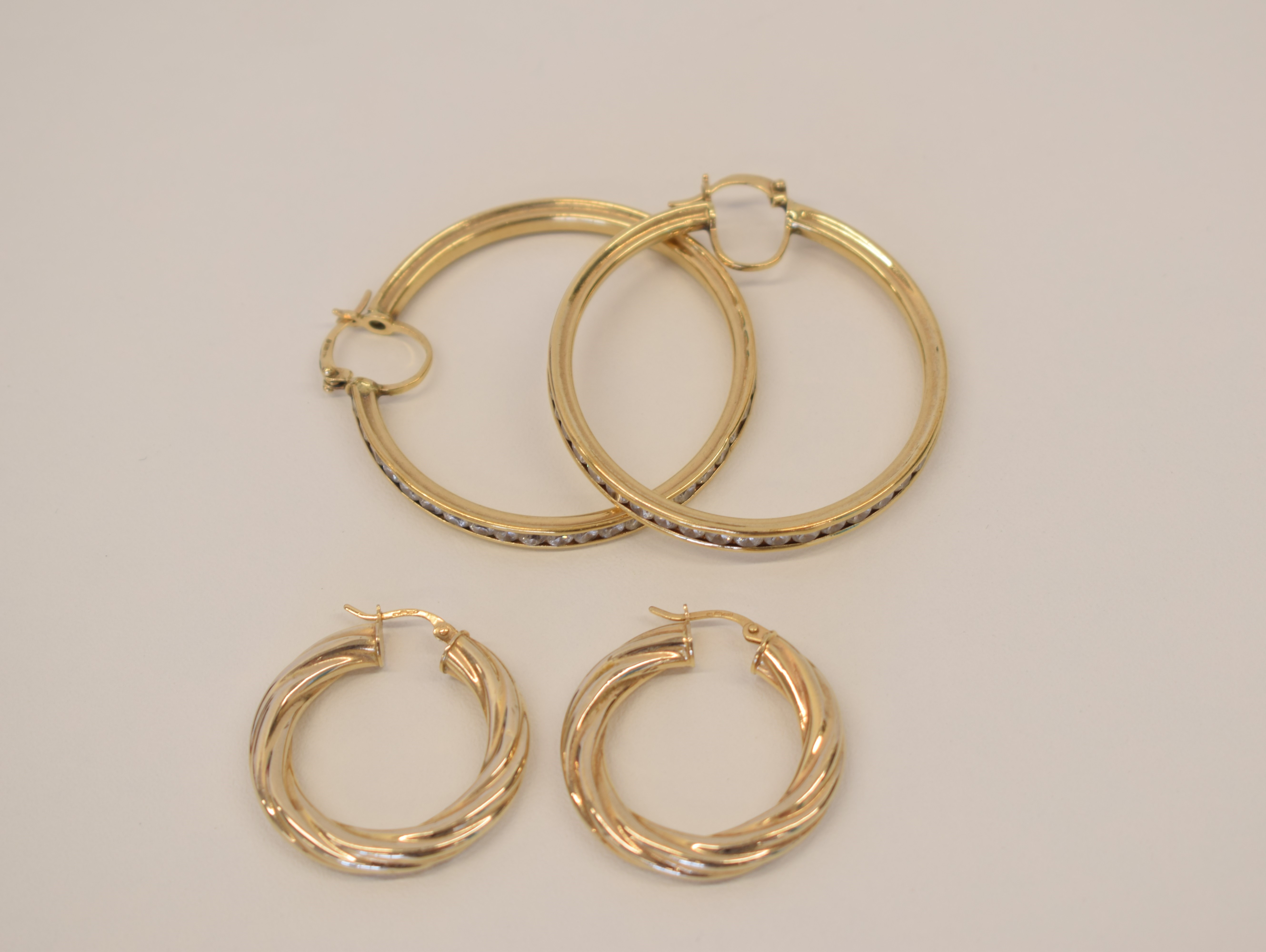 9ct earrings, ring, hoops, creoles