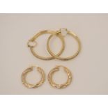 9ct earrings, ring, hoops, creoles