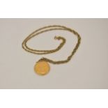 22ct and 14ct gold non-hallmarked sovereign and chains