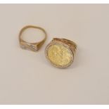 Miscellaneous 22ct yellow gold hallmarked coin and Gents 9ct yellow gold hallmarked ring