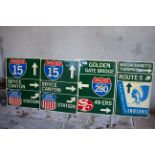 Four wooden US street signs