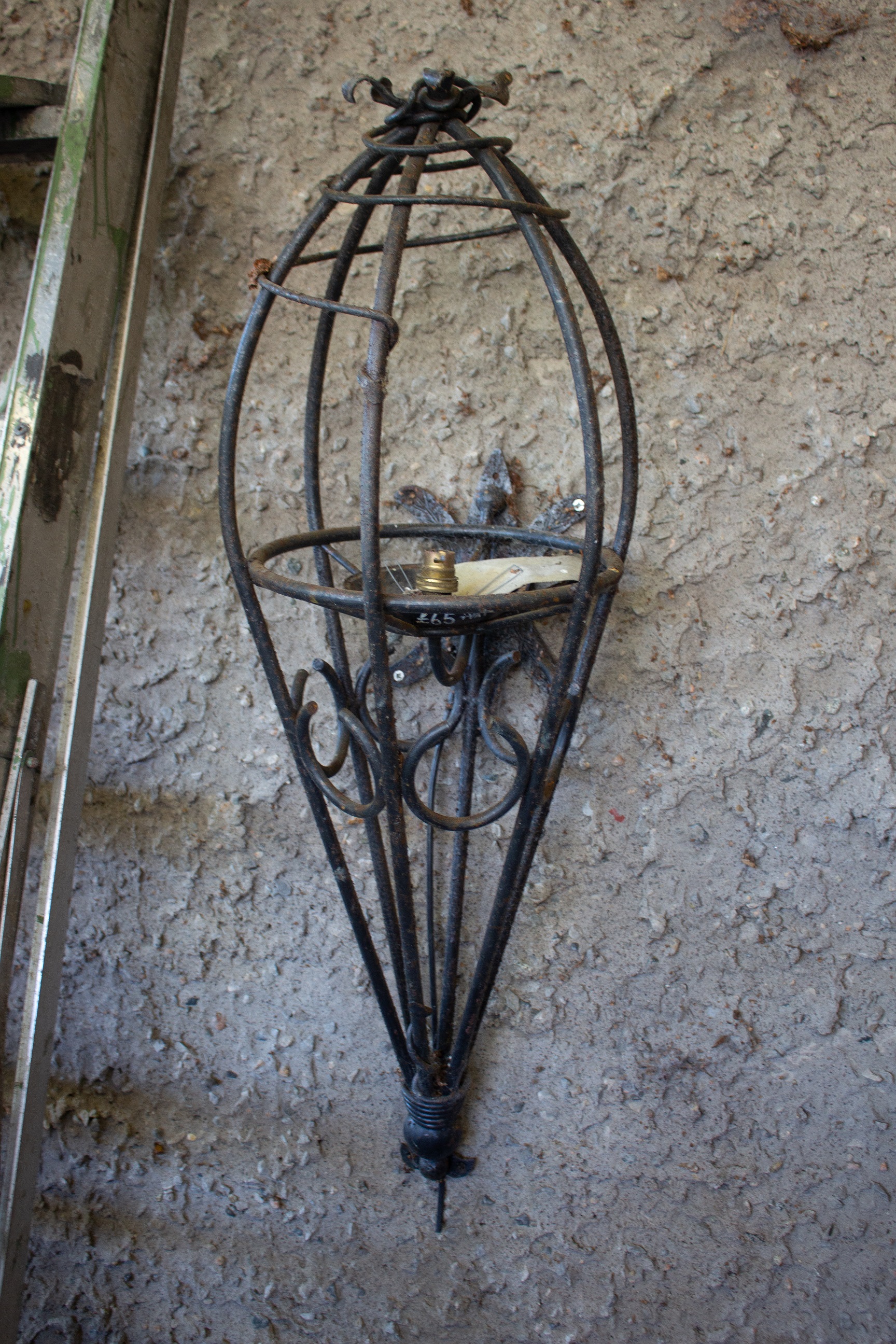 Pair of large steel wall bracket lights