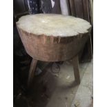 19th Century French butcher's block on rustic tri-form base