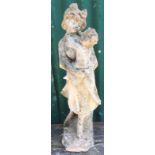 20th Century composite figure of young maiden with child with good weathering patination