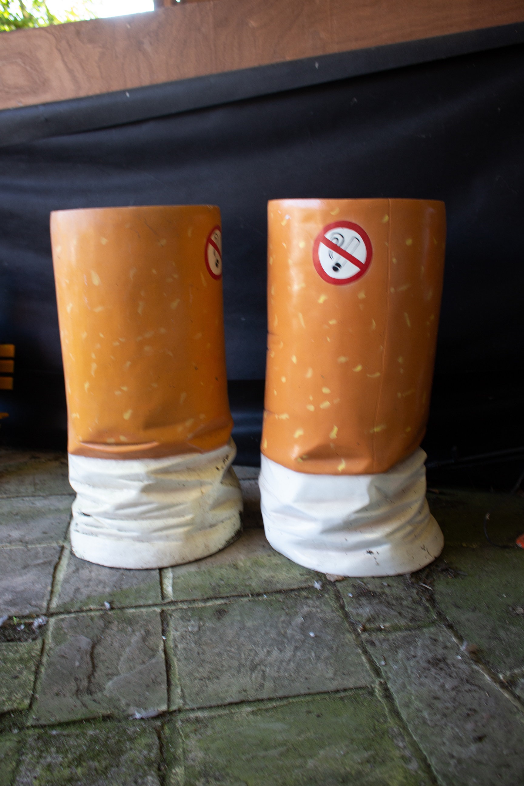 Pair of outside Crushed Cigarette Ashtrays