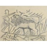 ENRICO BAJ - In the sign of the stars, true lion - 1984 - pencil drawing on paper [...]