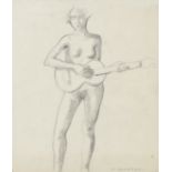 FELICE CASORATI - Figure with guitar - pencil drawing on paper - signature in the [...]