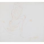 LUCIO FONTANA - Female nude - 1957 - drawing in red ink on paper - signature in [...]