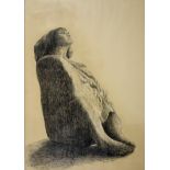 GIULIANO VANGI - Sitting woman - 1986 - pencil and charcoal drawing on brown paper [...]