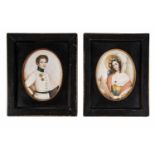 Zwei Porträtminiaturen (Gegenstücke) 19. Jahrhundert Bildnis des Herzog von Reichstadt in