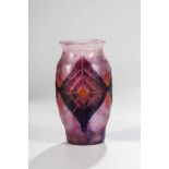 Kleine Vase Gabriel Argy-Rousseau, Paris, 1927 Pâte de verre in Farblos, Rosé, Violett, Orangerot