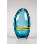 Vase "Doppio incalmo" Alfredo Barbini, Murano, 60er Jahre Farbloses Glas, blau unterfangen, partiell