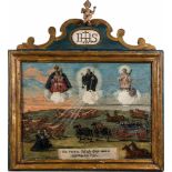 Seltenes VotivbildAlpenländisch, dat. 1791 Auf Holz in bunten Farben gemaltes Gnadenbild der