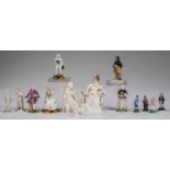 Konvolut: 14 Porzellanfigurenu.a. Meissen, Rosenthal, Volkstedt und KPM Berlin, 18. - 20. Jh. Bunt