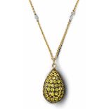 Collier mit gelben Saphiren und Brillanten750-er Gelbgold, ca. 13,5 g. Tropfenförmiger Anhänger