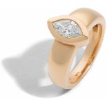 Goldring mit Diamantsolitär750-er Roségold, ca. 10,5 g. Stilvoller Ring besetzt einer Diamant-