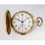 Taschenuhr mit ¼ Stundenrepetition und ChronometerSchweiz, um 1900 Glattes, 18 kt GG Gehäuse Nr.