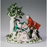 Bedeutende Jagdgruppe "August der Starke und Gräfin Cosel an einem Baum"Meissen, 1743 - nach einem
