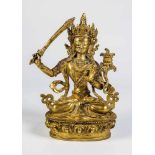 ManjushriTibet/Nepal, 19. Jahrhundert Sitzender Bodhisattva in der Rechten das Schwert der