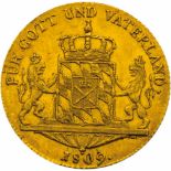 Goldmünze "1 Dukat"Bayern, 1809 Die Vorderseite zeigt das Profilbildnis von König Maximilian