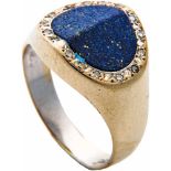 Ring mit Diamanten und Lapis585-er Weißgoldring, ca. 3,9 g. Zierlicher Ring mit herzförmiger Lapis-