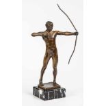 AndrêeFrankreich, 20. Jahrhundert Bogenschütze - männlicher Akt auf Plinthe stehend. Bronze
