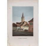 Joseph HoeggDeutsch, 1826 - ? Ansicht der Saggasse in Hermannstadt. Farblithographie auf Papier,