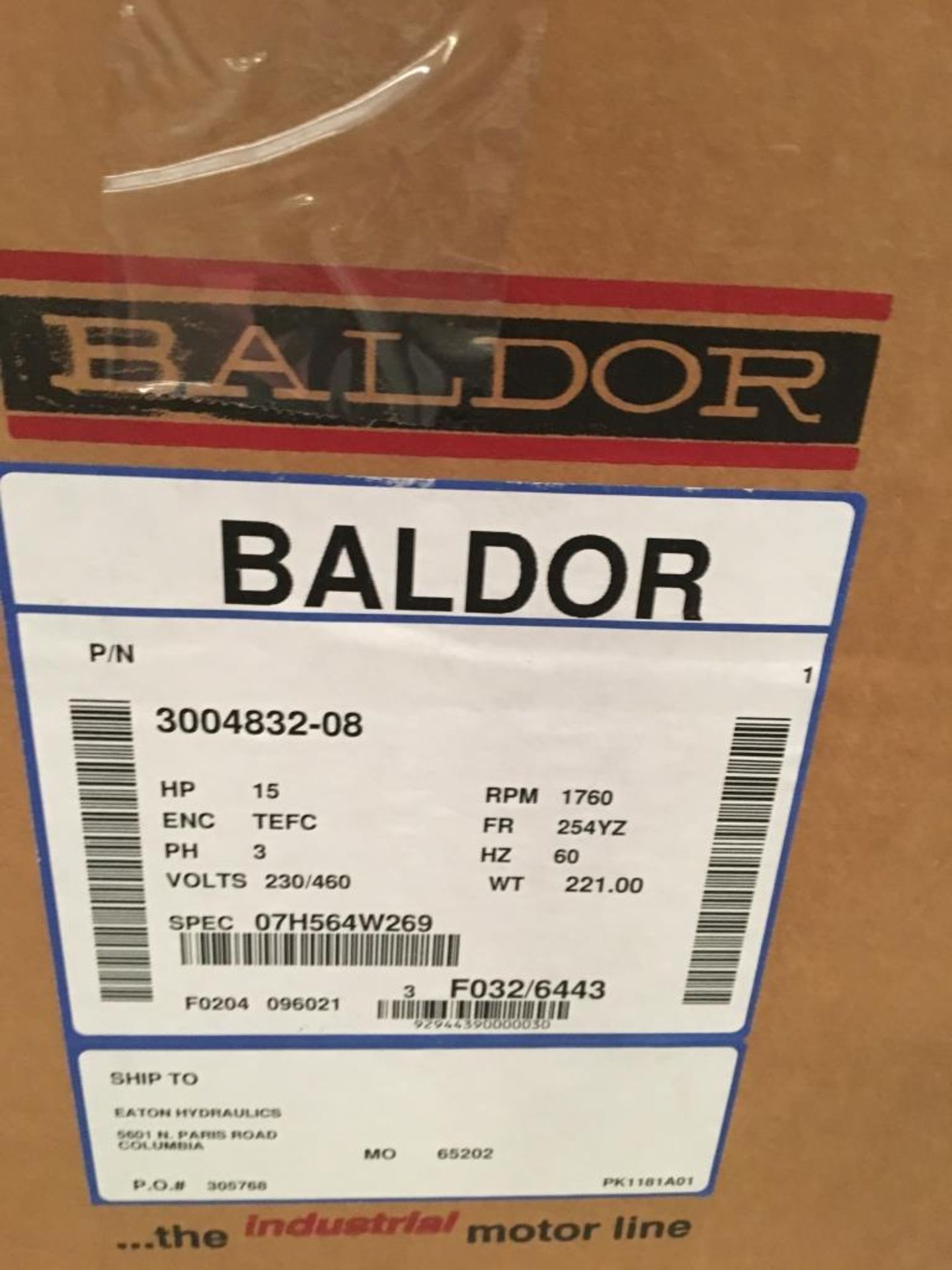 Baldor 3 Phase Motor 15hp 230/460 volts - Image 2 of 2