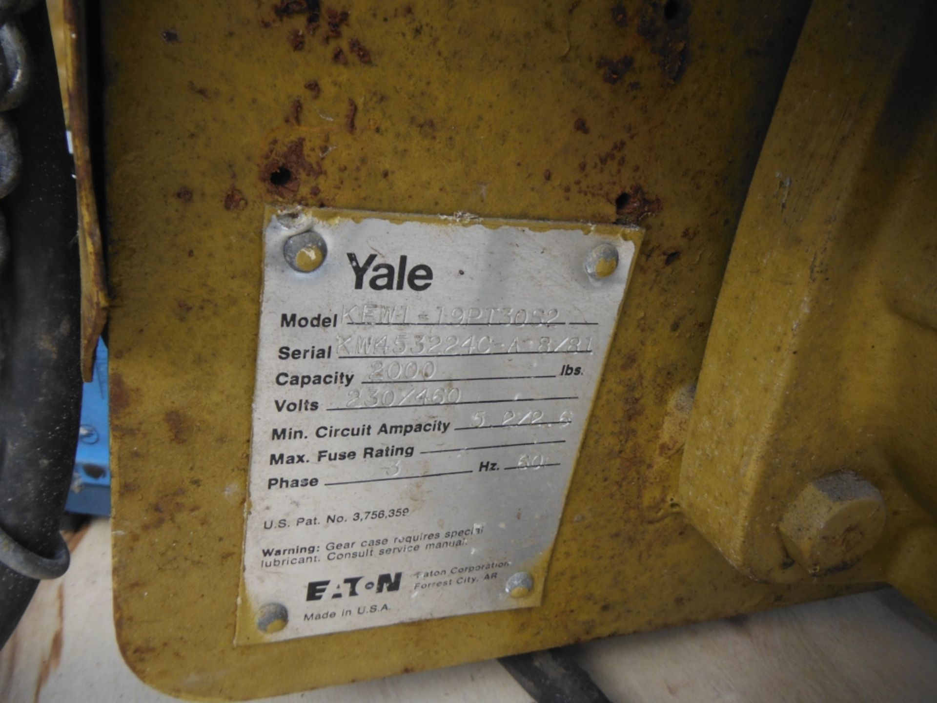 Yale Hoist 1000 lbs.cap. - Image 5 of 5