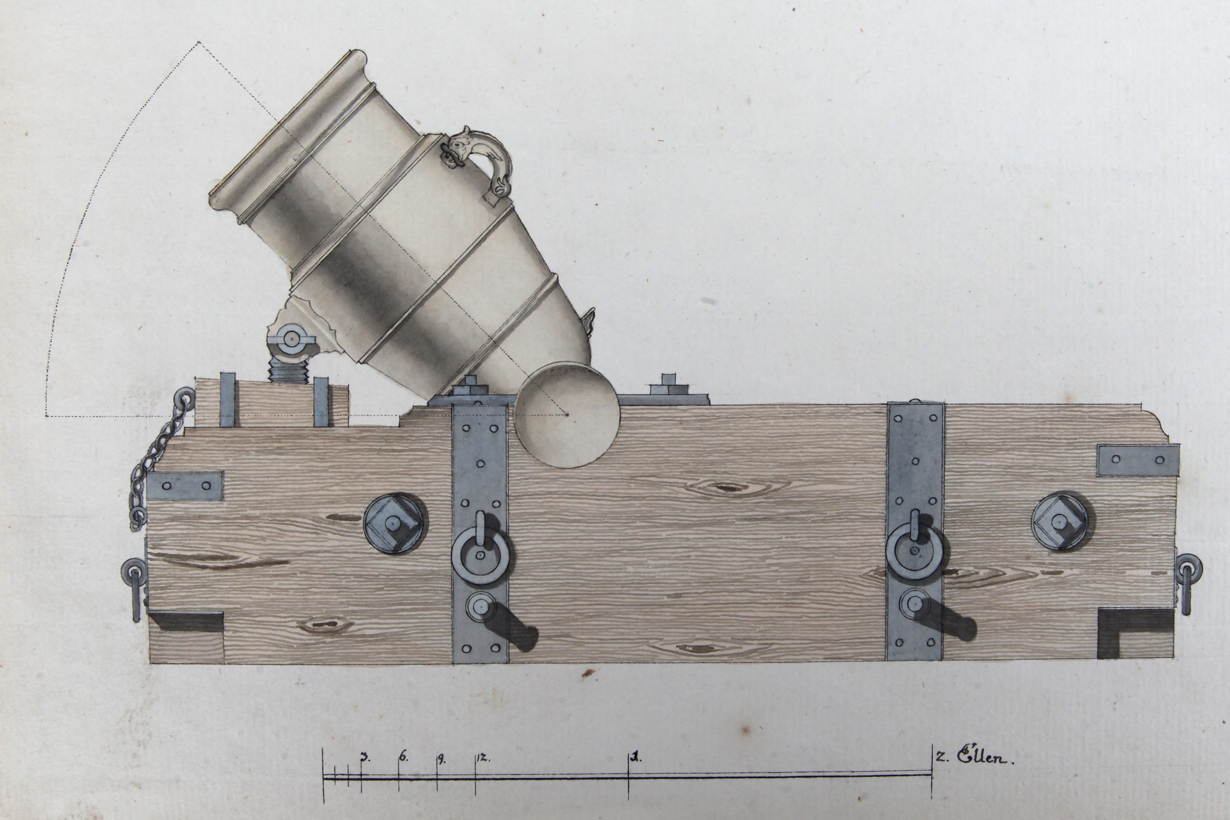 Hand Drawn Technical Study of Mortar, - Image 2 of 3