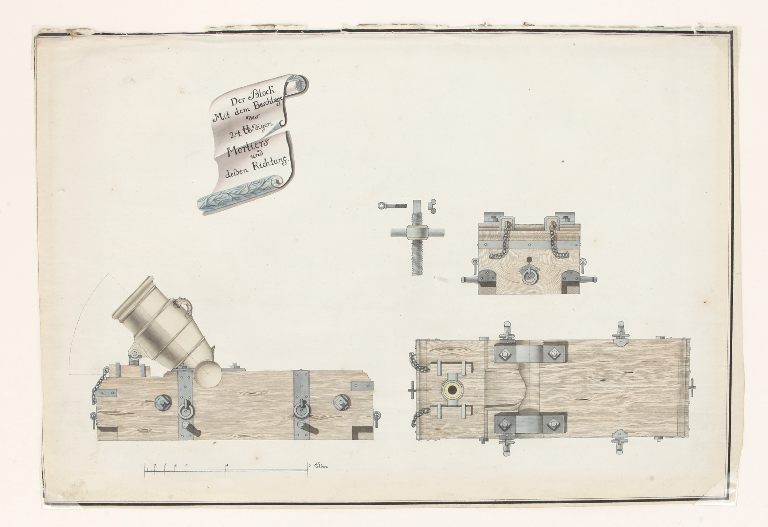 Hand Drawn Technical Study of Mortar,