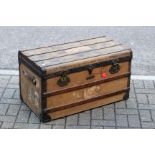 A Grand Wood Bound Travel Trunk by Graeser of Lausanne,