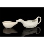 A French Porcelain Feeding Cup & Pottery Pap Boat,