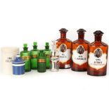 A Collection of Chemist Apothecary Bottles,