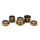 A Set of 5 Brass Bound lenses