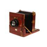 A James Sinclair Whole Plate Mahogany Tailboard Camera,