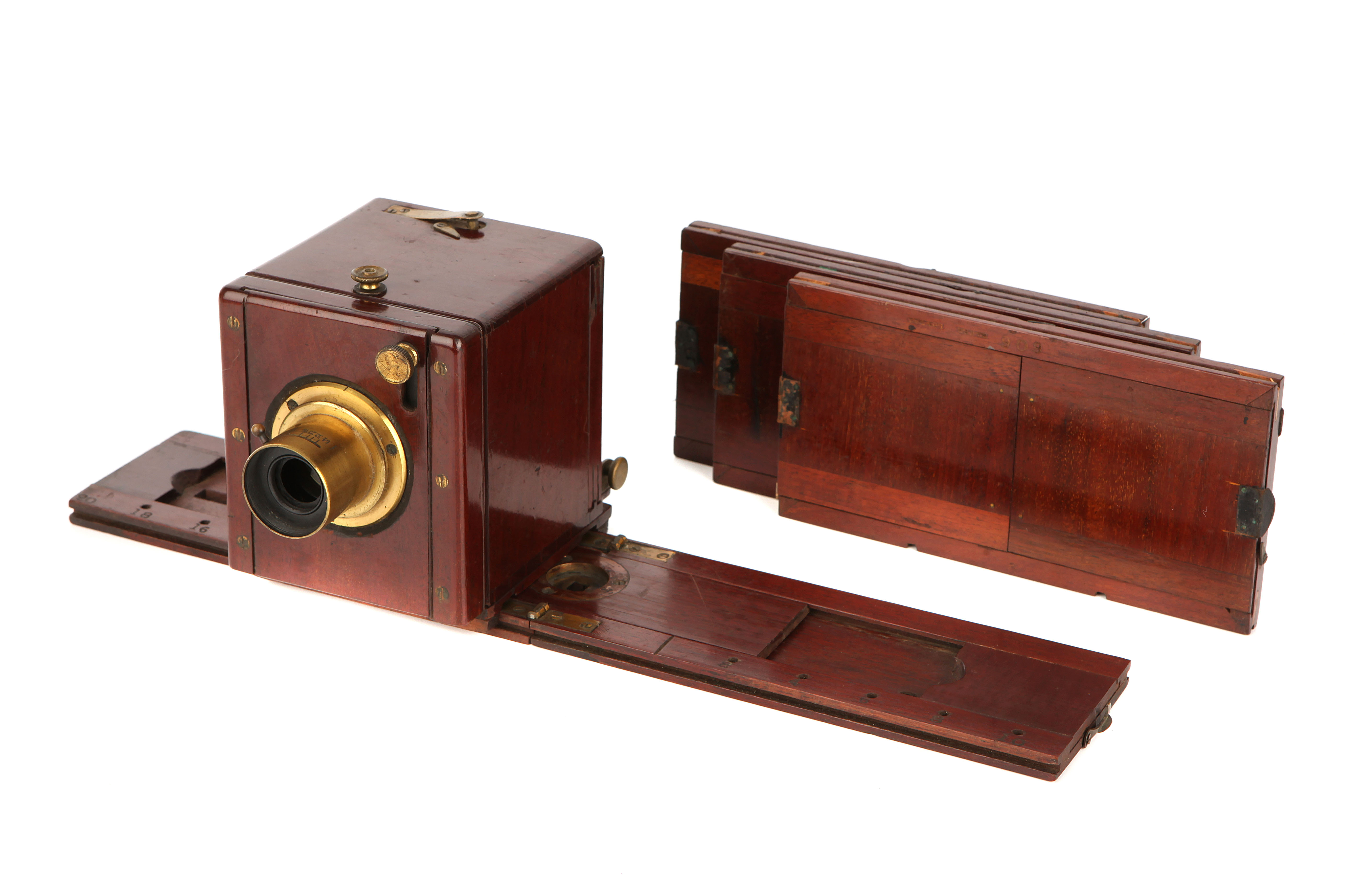A C. T. Crouchton 2¾x3¼" Stereo Sliding Wet Plate Mahogany Camera,